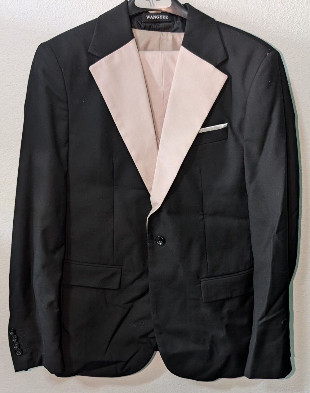 Wangyue Men’s Suit Set Blazer Pants Jacket Black Light Pink Beige Lapels